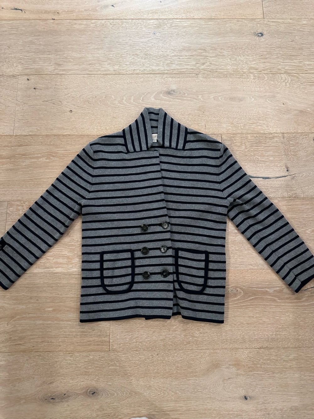 LOFT Gray & Navy Striped Jacket